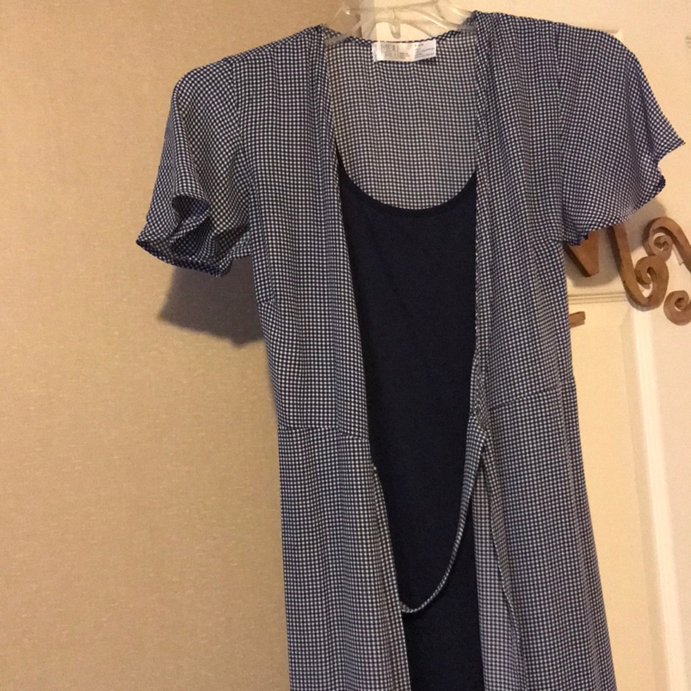 Blue and white dress